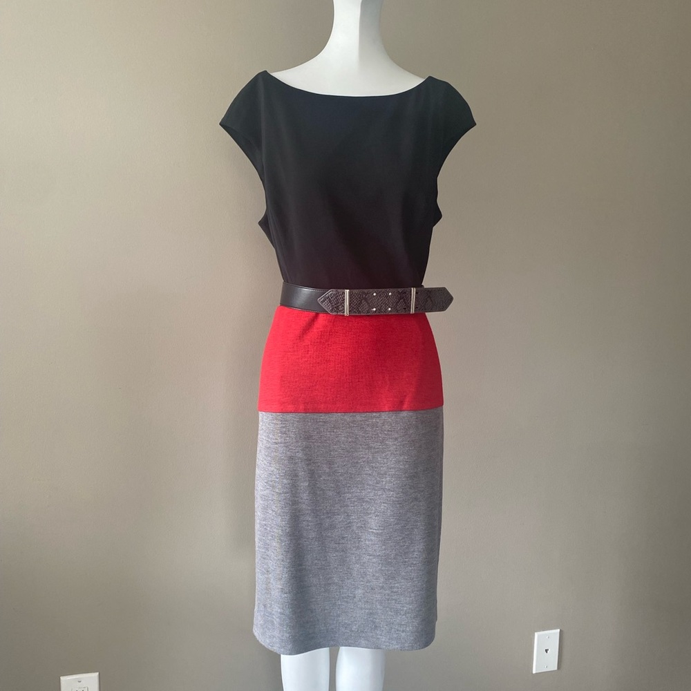 Maggy London Colour Block Belted Dress - 12P